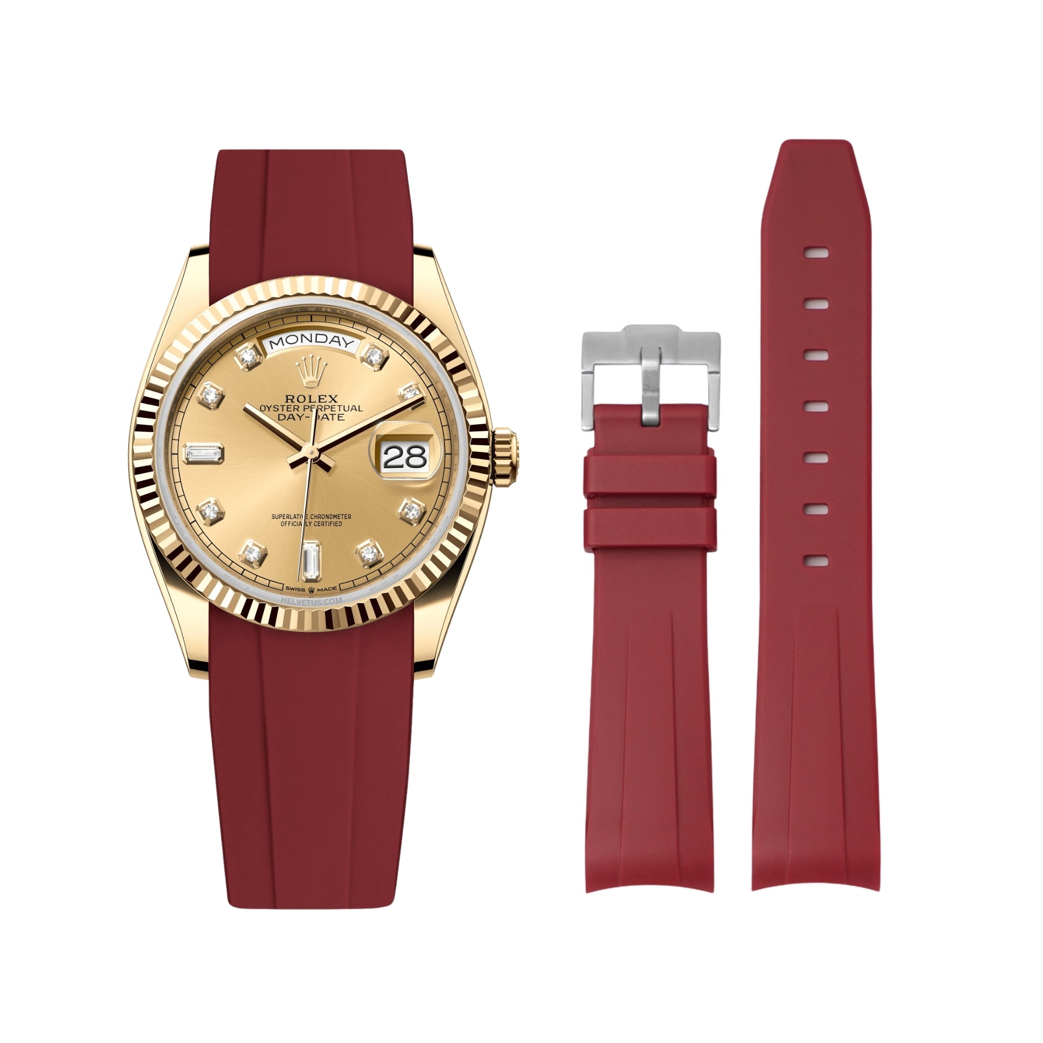 Kautschukarmband für Rolex Day - Date 36mm – Bordeaux - Helvetus DE