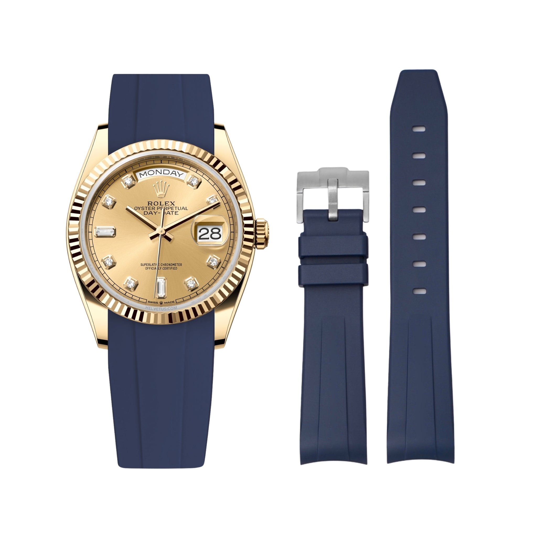 Kautschukarmband für Rolex Day - Date 36mm – Dunkel Blau - Helvetus DE
