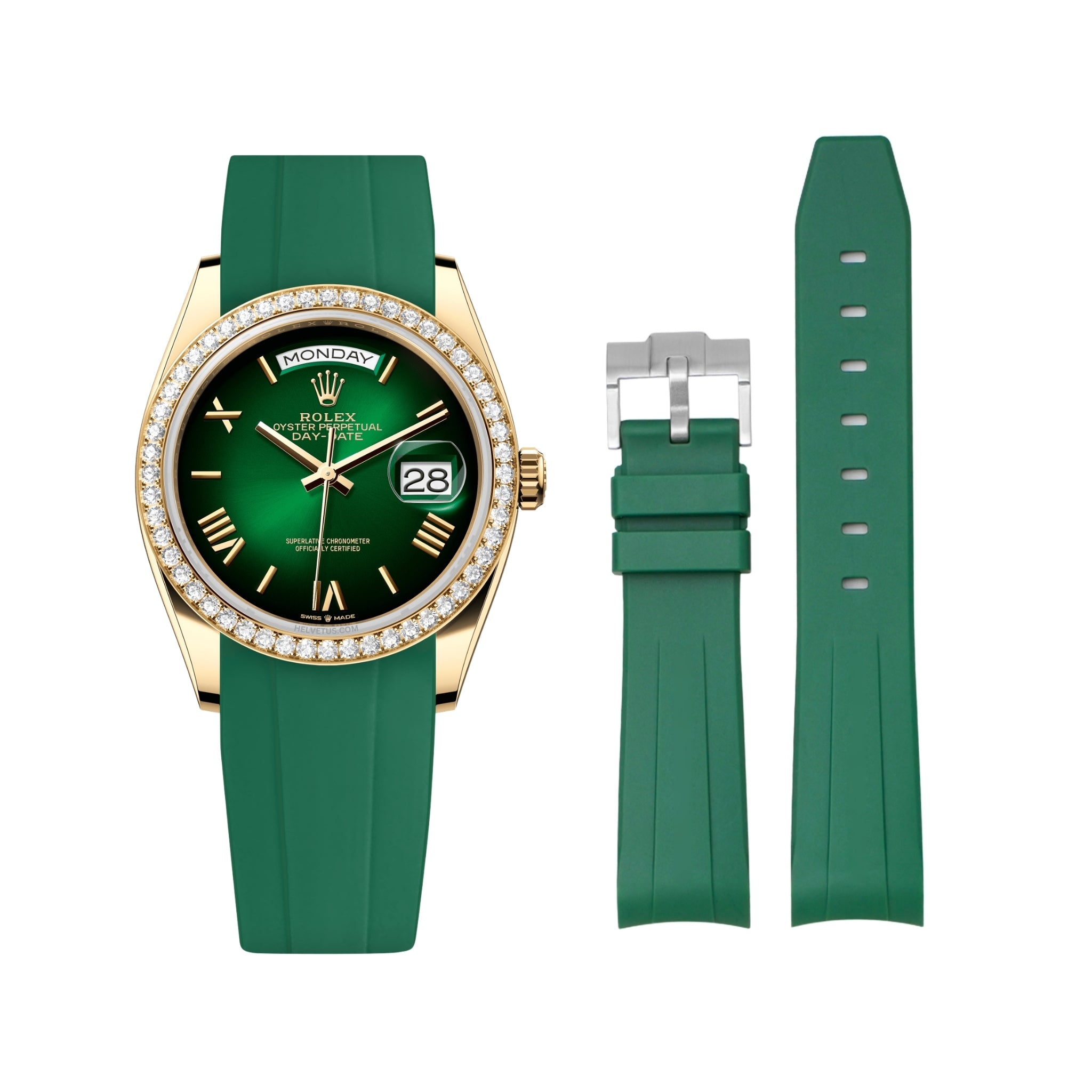 Kautschukarmband für Rolex Day - Date 36mm – Grün - Helvetus DE