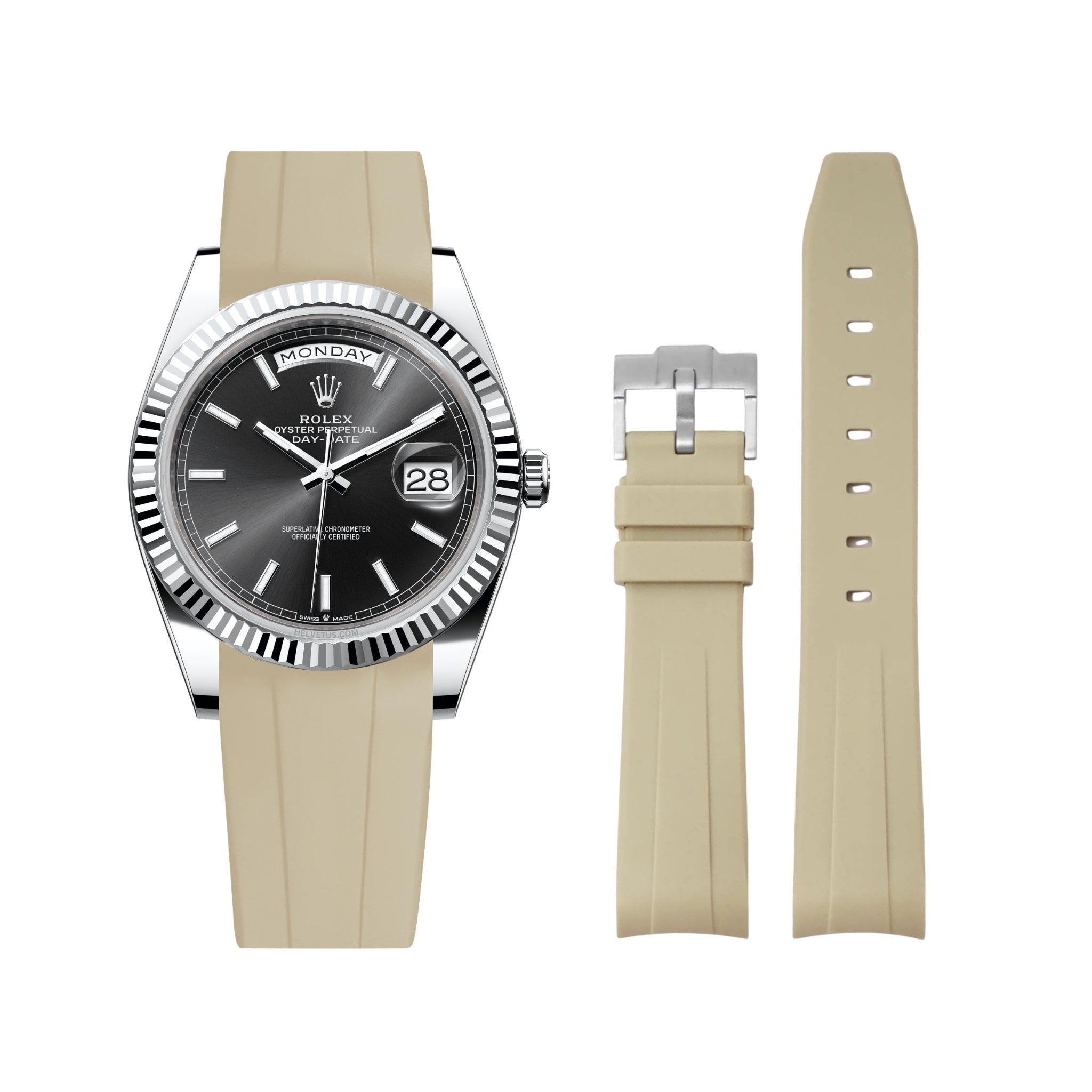 Kautschukarmband für Rolex Day - Date 40mm – Beige - Helvetus DE