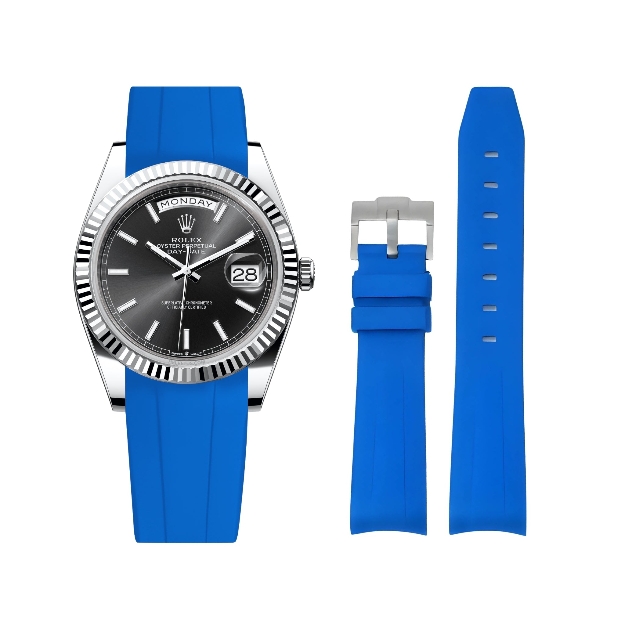 Kautschukarmband für Rolex Day - Date 40mm – Blau - Helvetus DE