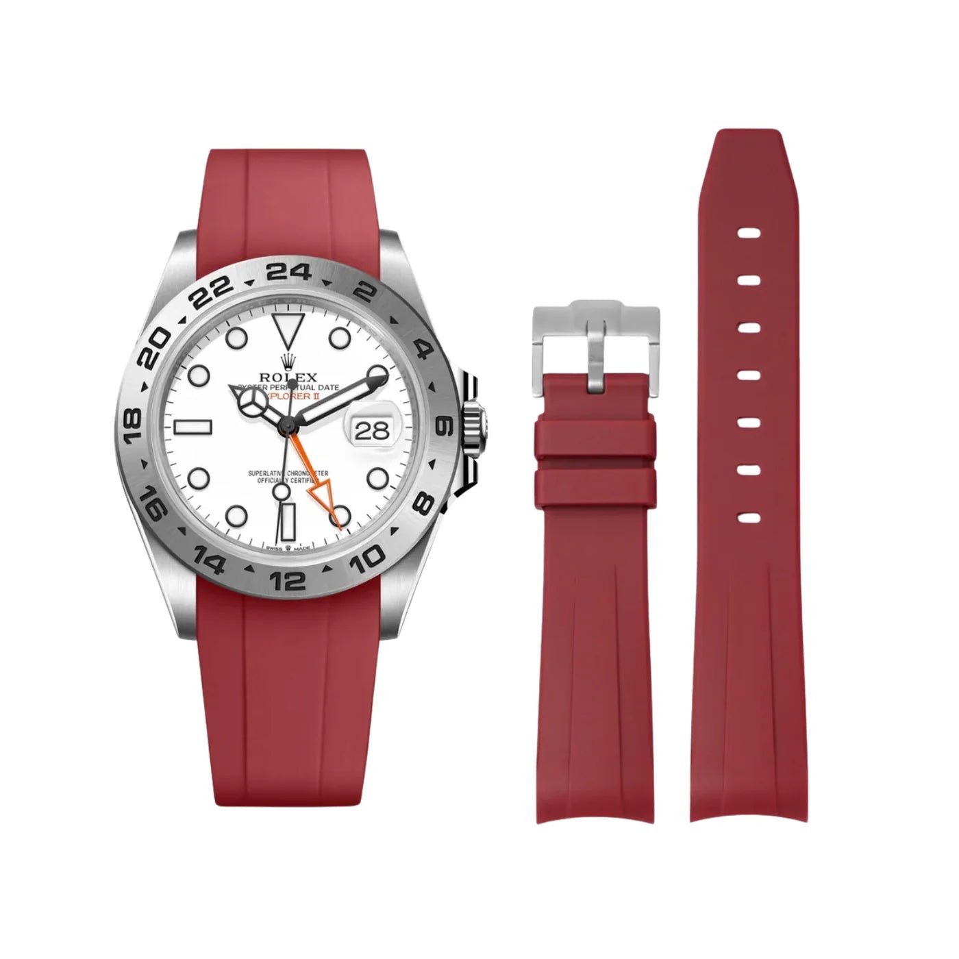 Kautschukarmband für Rolex Explorer II – Bordeaux - Helvetus DE