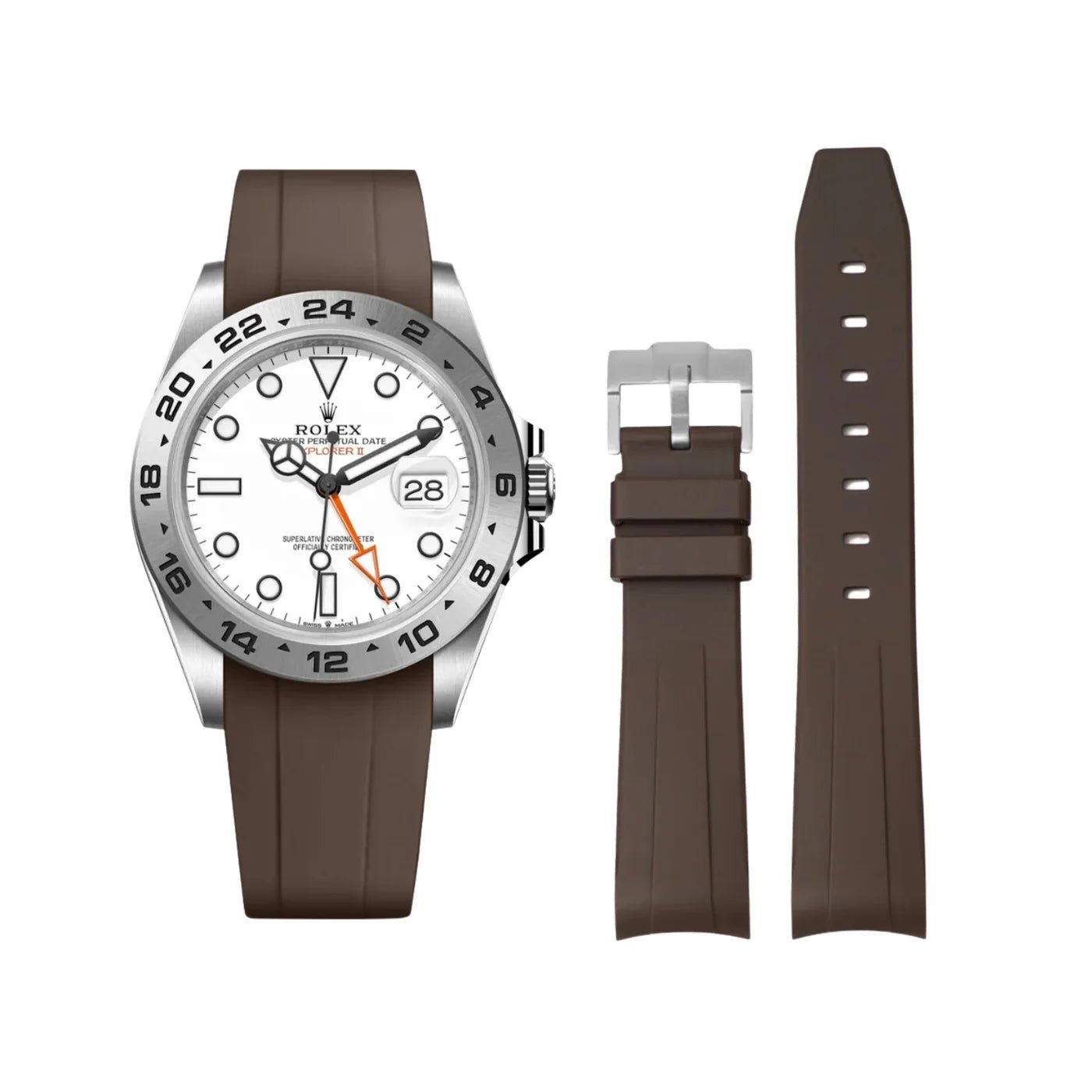 Kautschukarmband für Rolex Explorer II – Braun - Helvetus DE