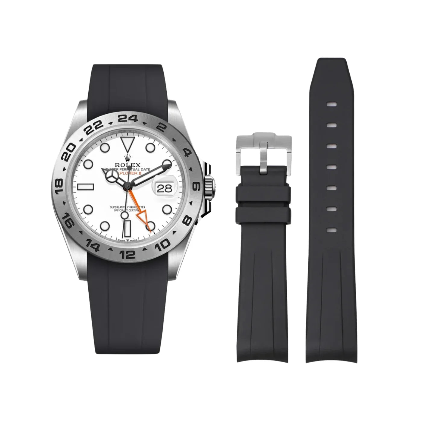 Kautschukarmband für Rolex Explorer II – Schwarz - Helvetus DE