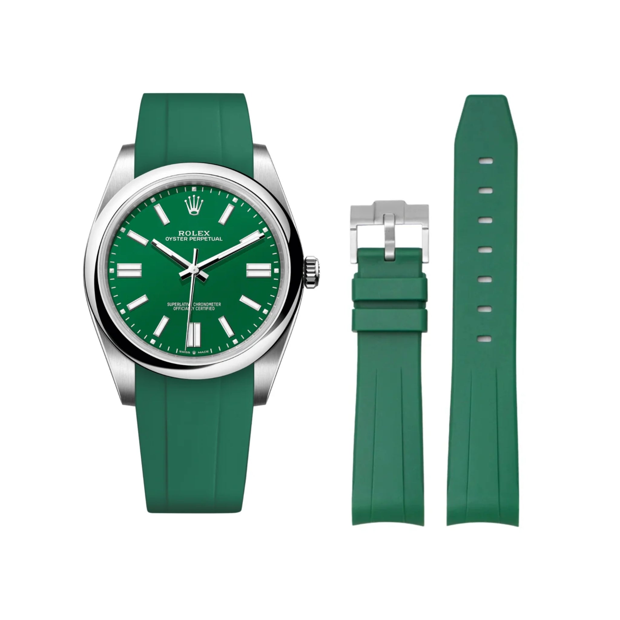 Kautschukarmband für Rolex Oyster Perpetual 41mm – Grün - Helvetus DE