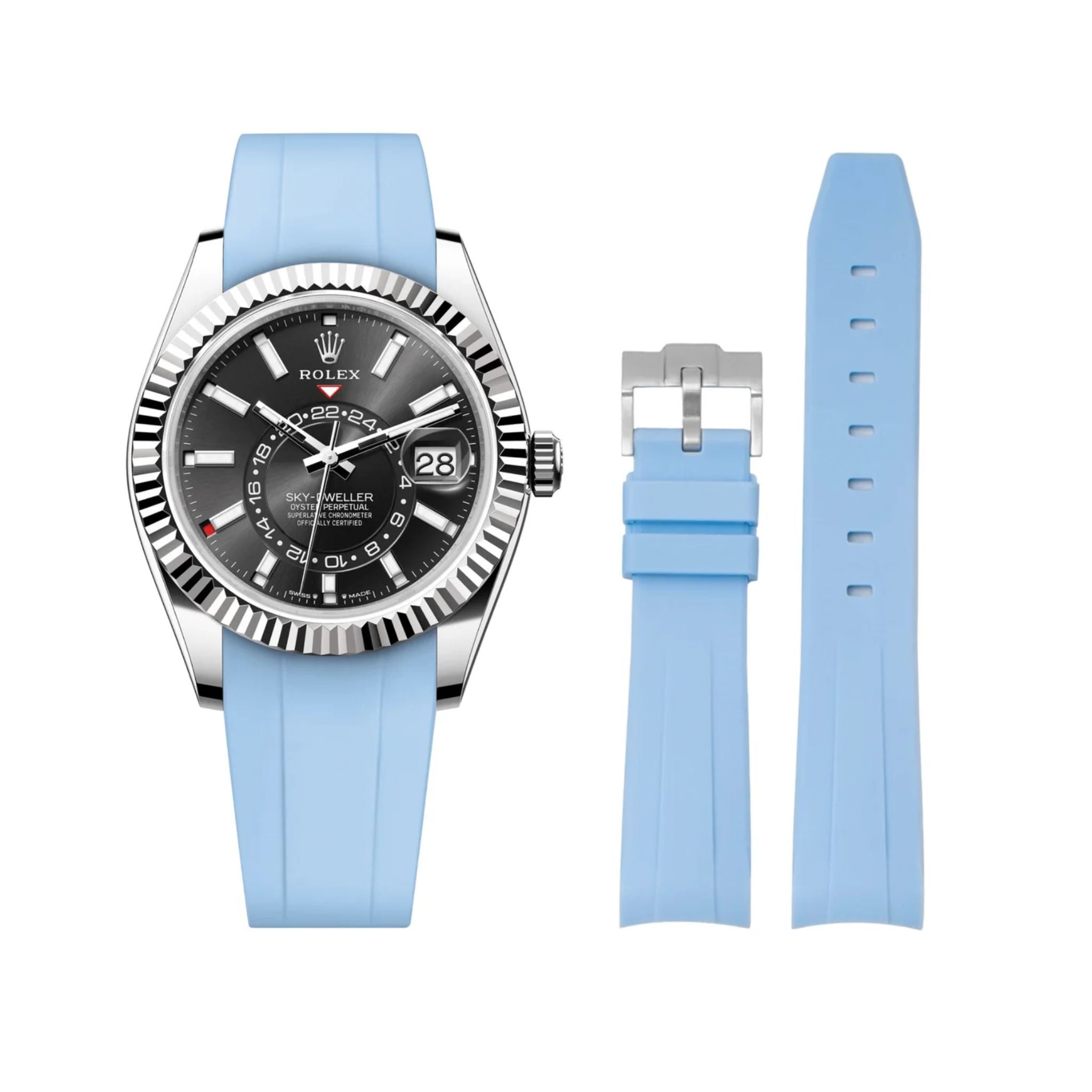 Kautschukarmband für Rolex Sky - Dweller – Baby Blau - Helvetus DE