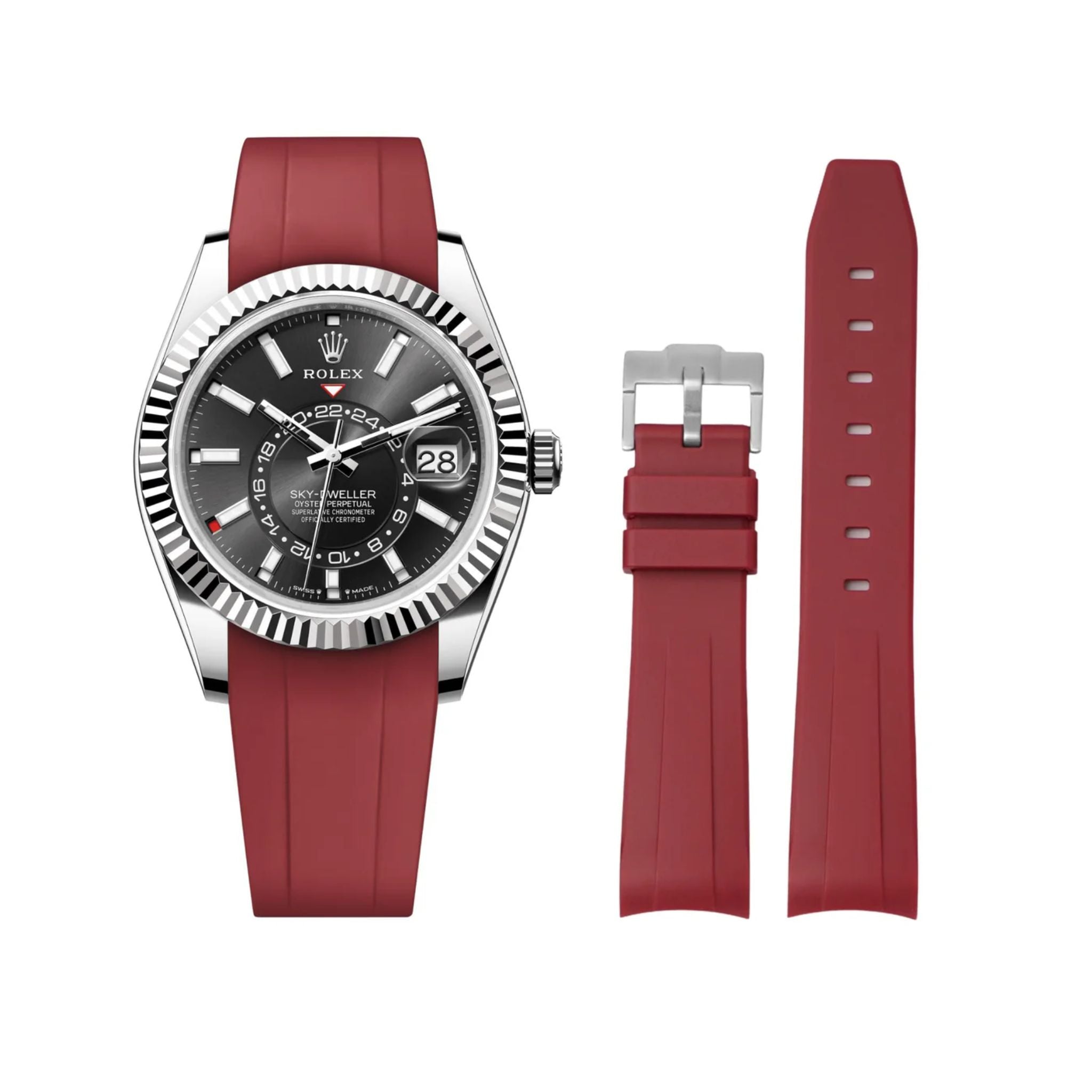 Kautschukarmband für Rolex Sky - Dweller – Bordeaux - Helvetus DE