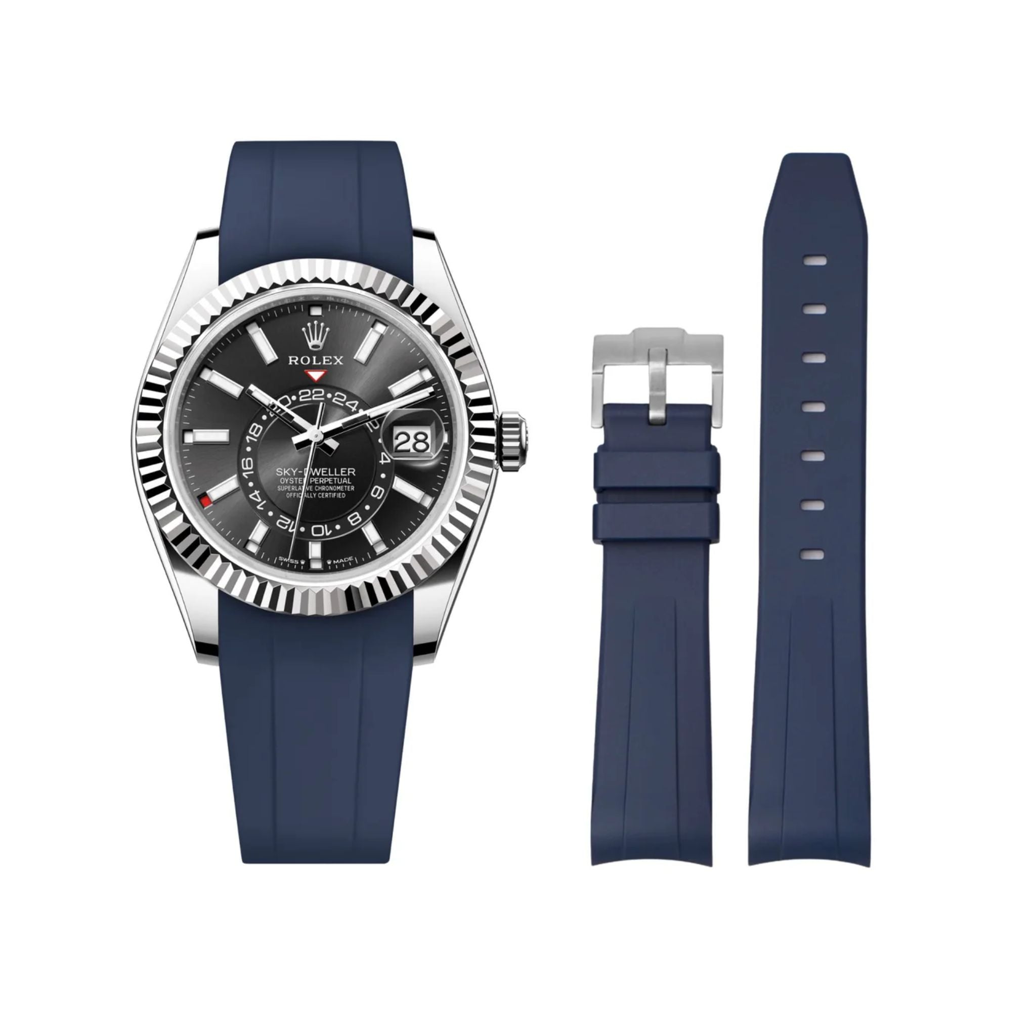 Kautschukarmband für Rolex Sky - Dweller – Dunkel Blau - Helvetus DE