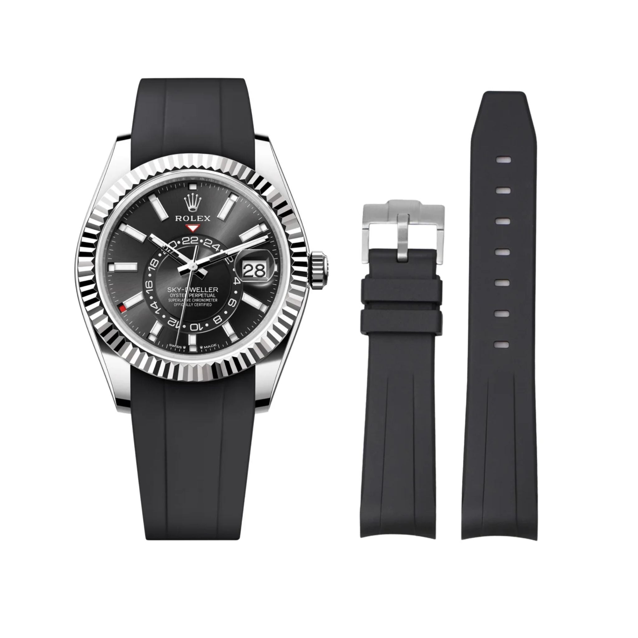 Kautschukarmband für Rolex Sky - Dweller – Schwarz - Helvetus DE