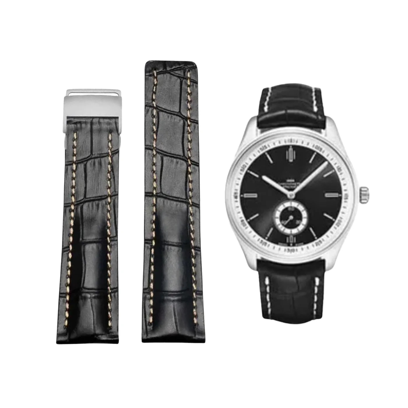 Leder Armband - für Breitling Uhren - Schwarz - Helvetus DE