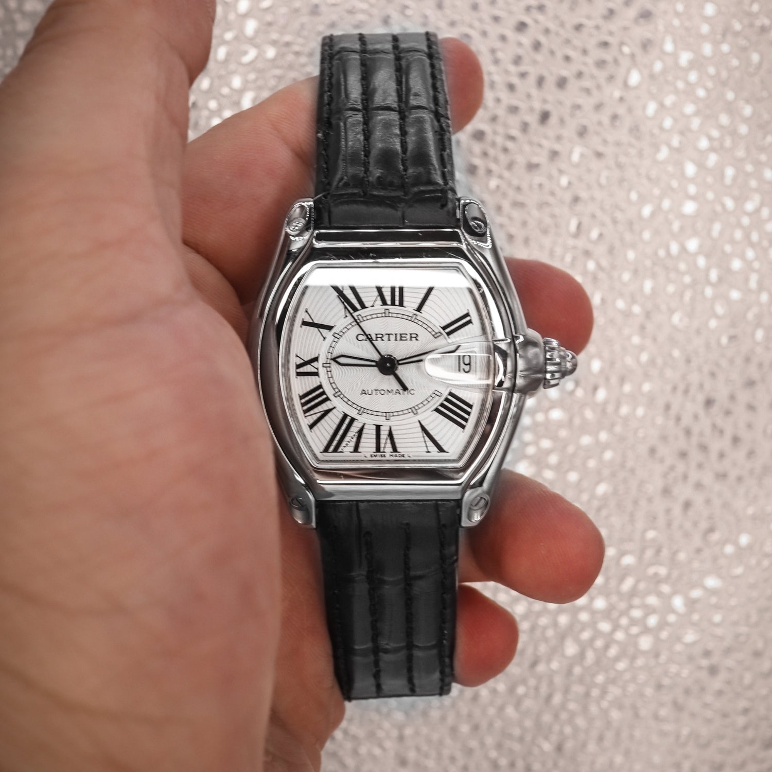 Leder Armband - für Cartier Roadster - Schwarz - Helvetus DE