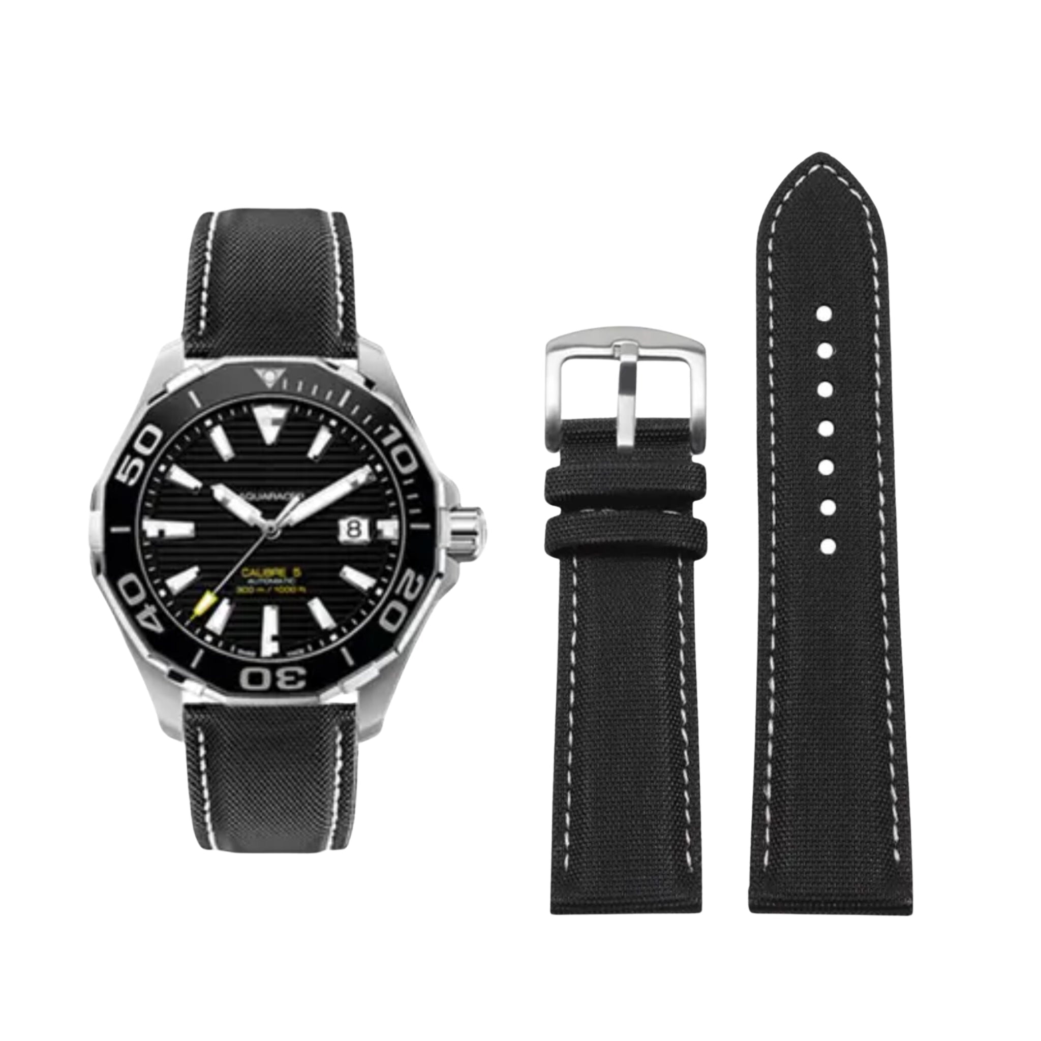 Nylonarmband – Für Tag Heuer Formula 1 – Schwarz/Weiß - Helvetus DE