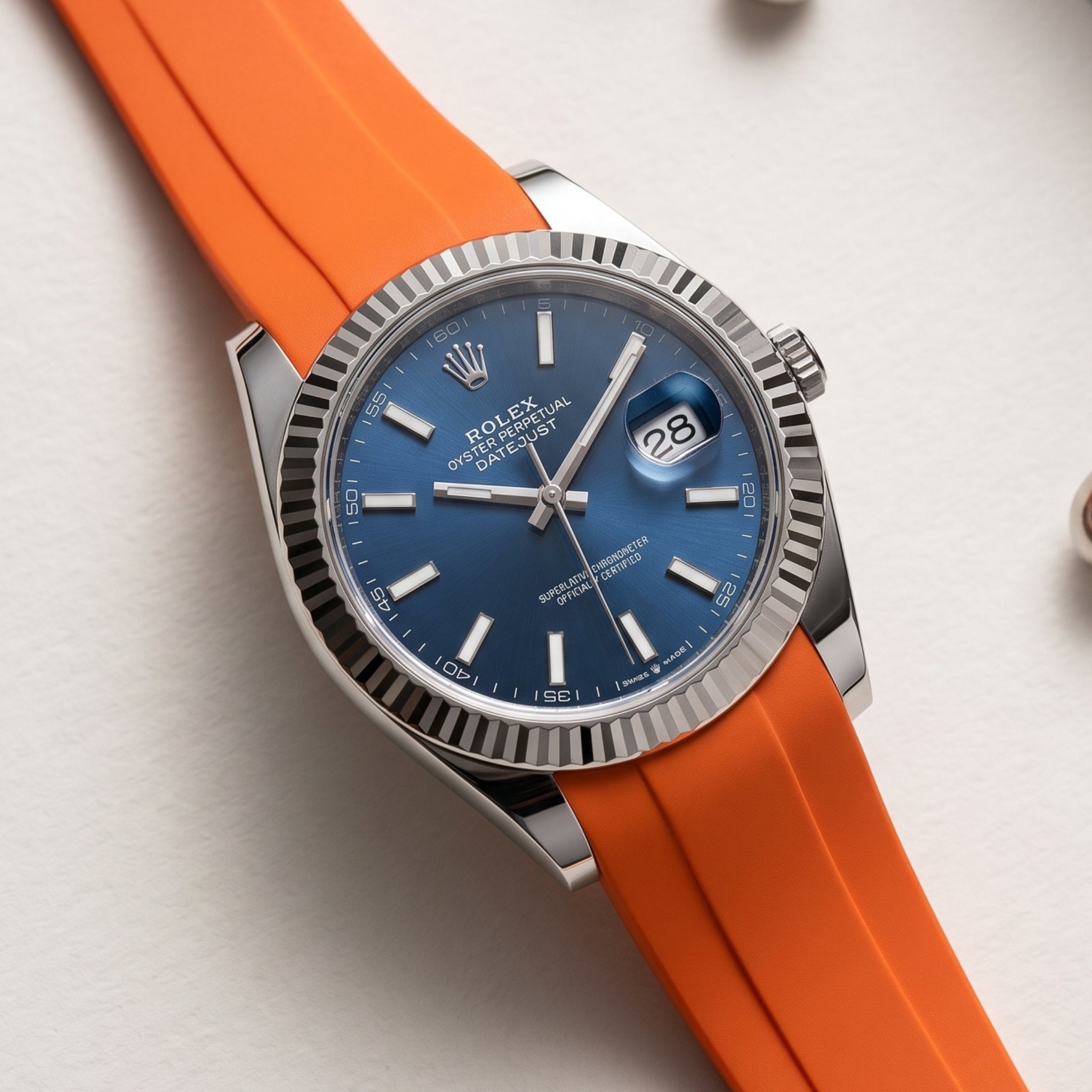 Zapięcie składane do paska kauczukowego Rolex Datejust 41 mm – pomarańczowe