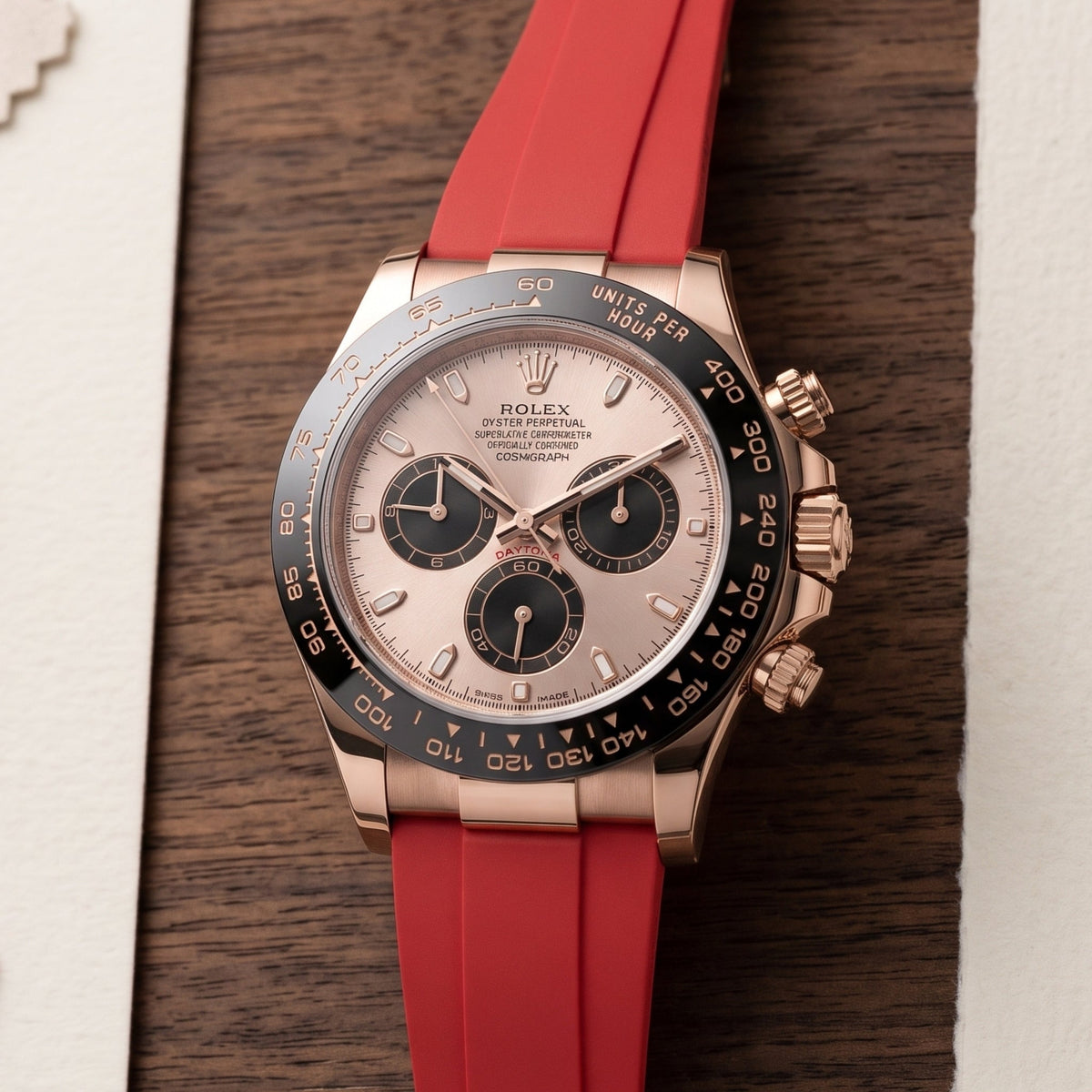 Rotes FKM-Kautschukarmband für Rolex Oysterflex – Daytona, Yacht-Master & Sky-Dweller - Helvetus