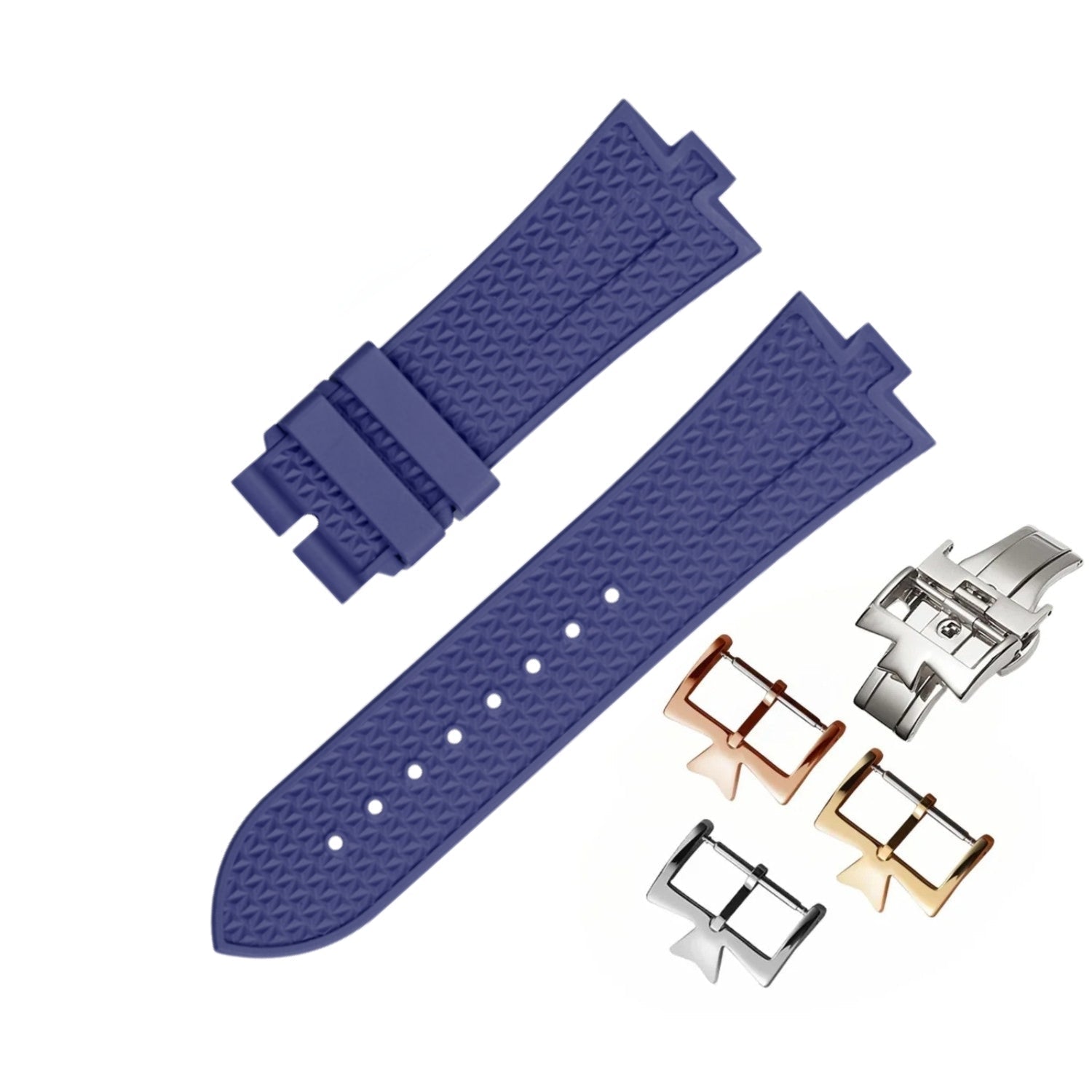 Texturiertes Kautschukarmband – Für Vacheron Constantin Overseas 25 mm – Dunkel Blau - Helvetus DE