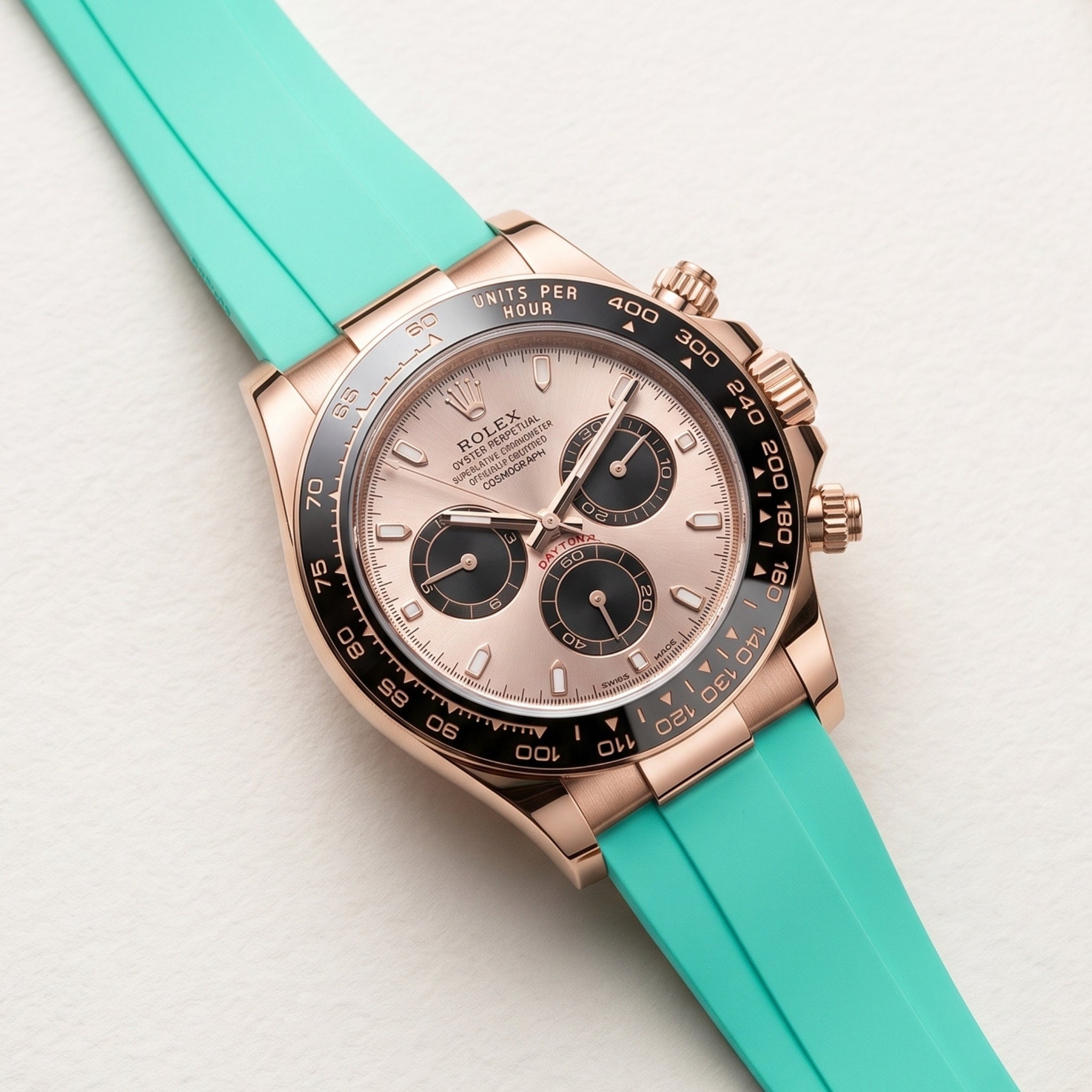 Türkises FKM-Kautschukarmband für Rolex Oysterflex – Daytona, Yacht-Master & Sky-Dweller - Helvetus